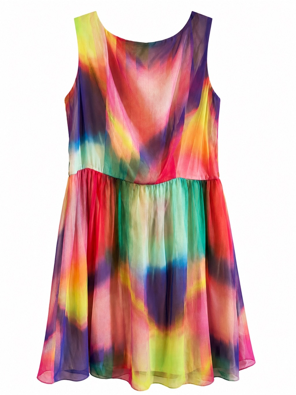 Ronni Nicole Women’s' Rainbow Watercolor Print Sleeveless Dress
